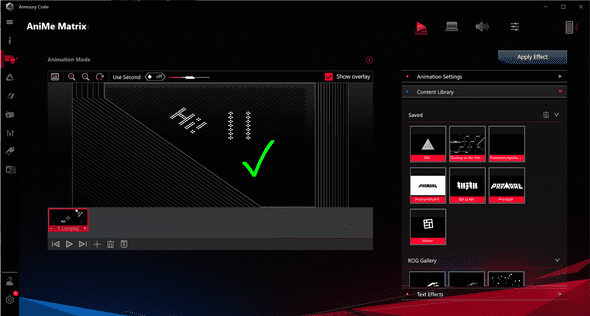 Screenshot of Armoury Crate with correct alignment